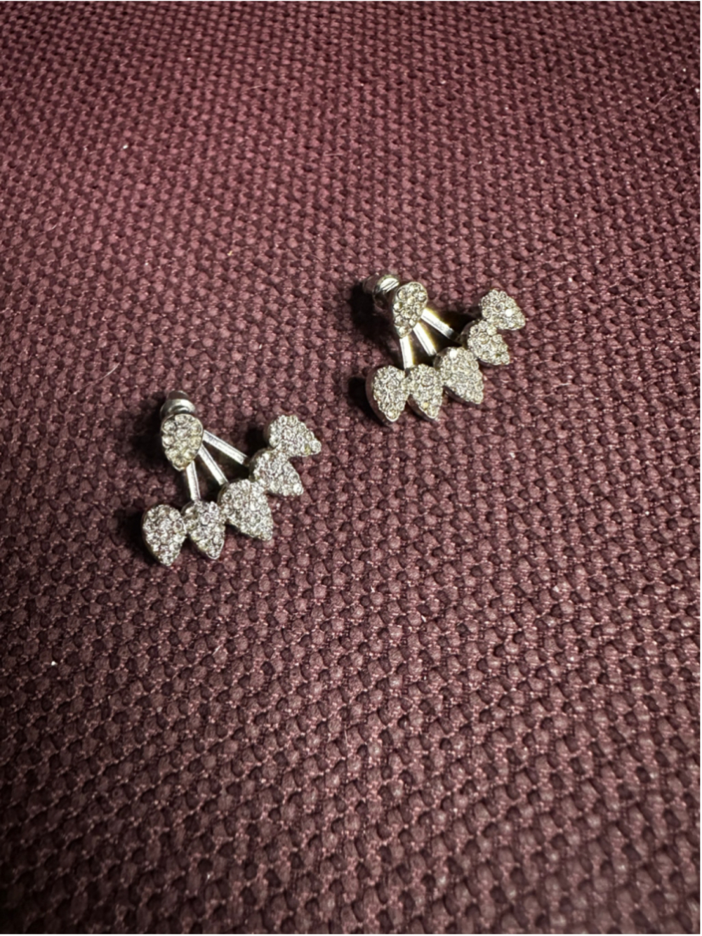 Plunder Silver Crystal Heart Ear Jacket Earrings